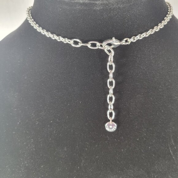 Talbots Gold & Silver Mobwife Chain Link Rhinestone Circles 17" Chocker Necklace - Picture 3 of 4